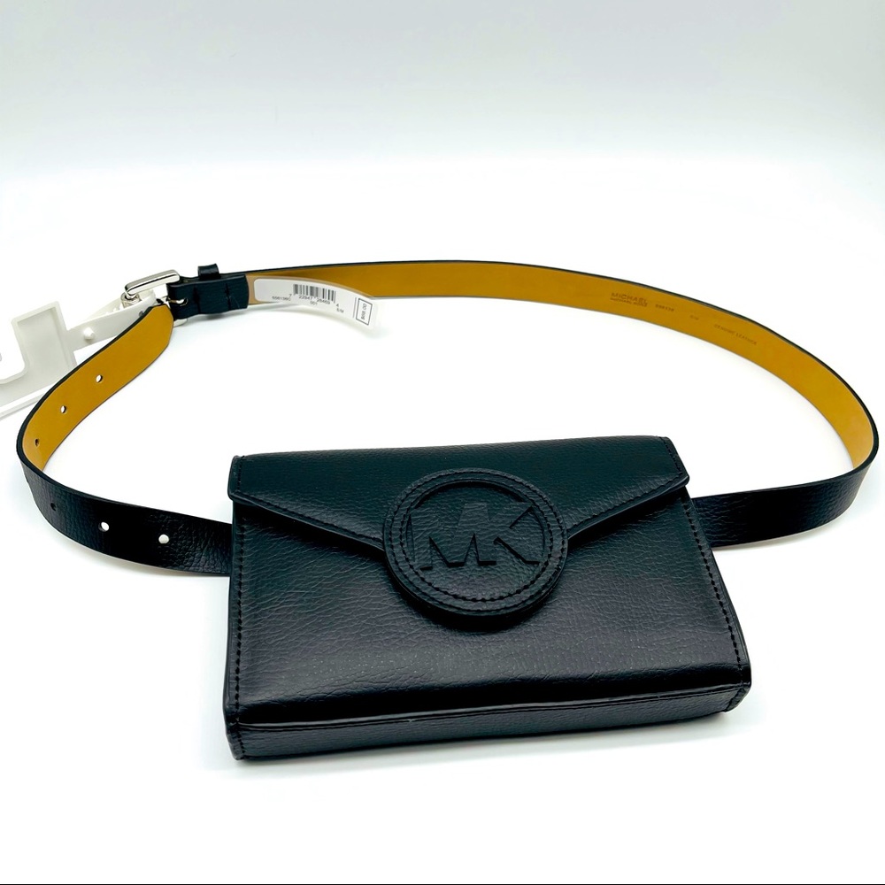 MK Black Leather Belt Bag